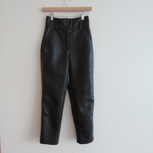ARITZIA WILFRED High Tied Pant in Black Vegan Leather - Size US 00 (No belt) - Picture 3 of 16